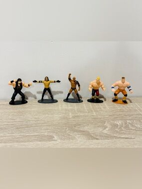 WWE Mini Figures Lot of 5 - Roman Reigns, Seth Rollins, The Rock, Brock Lesnar